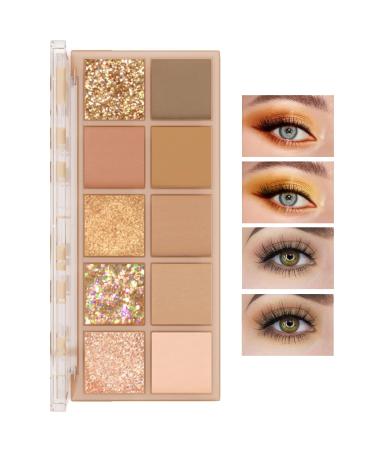 10 Colors Eyeshadow Palette Matte Nude Eye Makeup Palette Ultra-Blendable Long Lasting High Pigmented Waterproof Nudes Neutral Smooth Eye Shadow Palette for Women Natural Charming Looking #02 2#