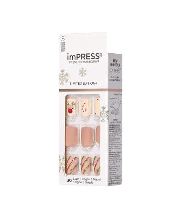 KISS imPRESS Limited Edition Holiday Santa Buddies Press-On Manicure | Short Square Nails with PureFit Technology | Includes Prep Pad, File, Cuticle Stick & 30 Fake Nails - Buy Online on GoSupps.com