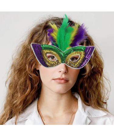  Carnival Half Face Performance Makeup Sequencing Green Gold Purple Green Masquerade Performance (GD2 One Size) - Buy Online on GoSupps.com