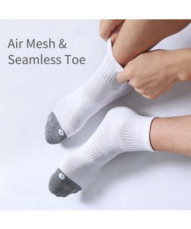 FITRELL 6 Pack Men's Athletic Ankle Socks Cushioned Sports Running Socks - White, Size 9-12 - Buy Online on GoSupps.com
