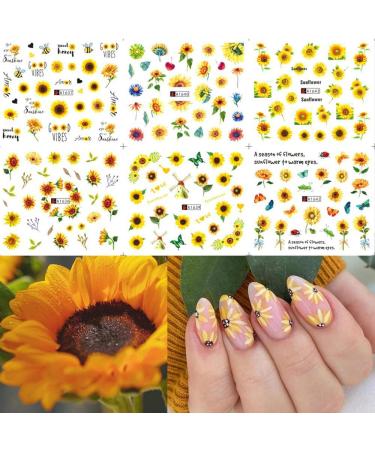 DIY Manicure Water Transfer Decals Floral Bee Spring Sumer Simple Flowers Nail Stickers Sunflowers - Buy Online on GoSupps.com