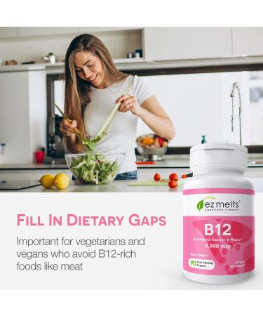 EZ Melts Dissolvable Vitamin B12 Supplements - Bioactive Cherry Flavor Vegan Tablets - 90 Ct - Buy Online on GoSupps.com