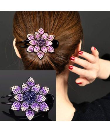 5 PCS Double Flower Rhinestone Hair Clips - Elegant Hair Accessories for Women - Crystal Thick Hairpins (Large) - Flower Color Options Available - Buy Online on GoSupps.com