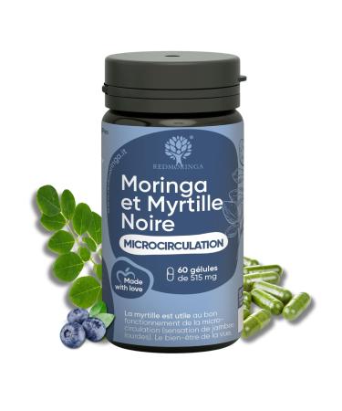 RedMoringa - Anti Heavy Legs & Blood Circulation Supplement - with Moringa and Black Blueberry - Light Legs Natural Drainage - 100% Natural - 60 Vegetable Capsules