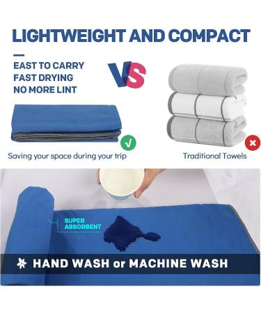 Hoeaas 2 Pack Microfiber Camping Towels - Quick Dry, Super Absorbent & Compact Travel Towels - Ideal for Gym, Hiking, & Backpacking - Dark Blue (S, 32 x 16) - Buy Online on GoSupps.com