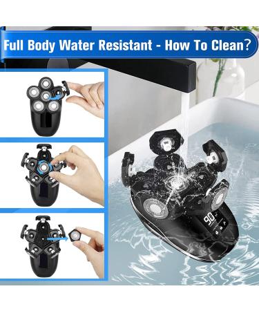 6-in-1 Men's Head Shaver & Grooming Kit | Electric Razor for Bald Head | Waterproof Rotary Shaver with Nose Hair Trimmer - Buy Online on GoSupps.com