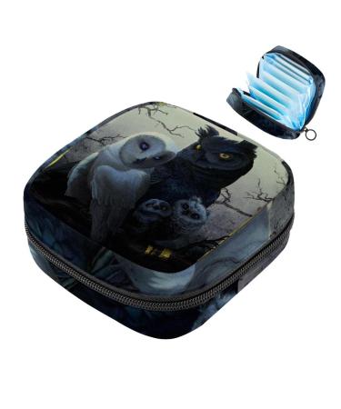 Fantasy art owl in night ladies binding pocket portable period bag for women teen girls girls menstrual cup pocket breastfeeding pad holder