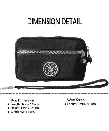 3-Layer Waterproof Nylon Zipper Wallet for Cellphone and Accessories - Black - Buy Online on GoSupps.com
