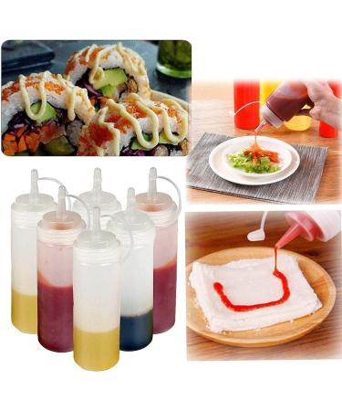 WELLXUNK 6pcs Sauce Bottle 8 oz Squeeze Condiment Bottle Plastic Sauce Bottle Used for Mustard Mayonnaise Olive Oil Barbecue Sauce BPA Free - Buy Online on GoSupps.com