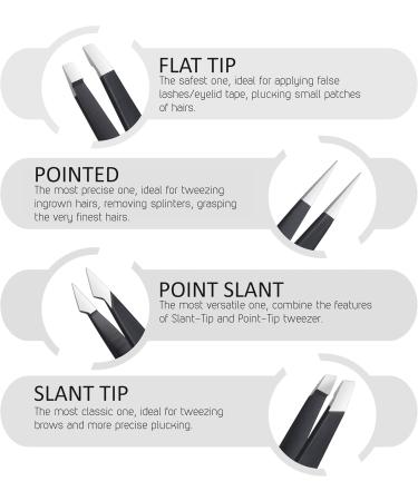 4 Pcs Eyebrow Tweezers Set for Professional Treatment-Stainless Steel Tweezers Set- Eyebrow Tweezer Set with Point Slant & Flat Tip-Perfect for Facial Hair Ingrown Hair Blackhead and Tick Remover - Buy Online on GoSupps.com