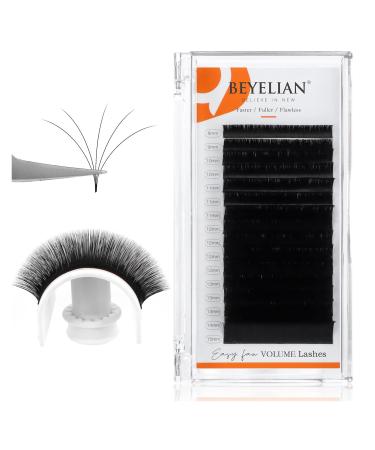 Easy Fan Volume Eyelash Extensions Premade Fan Eyelash Extension Self Fanning Lash Extension 3D Matte Black Faux Mink Professional Salon Use Lashes Extensions by BEYELIAN 0.05mm C Curl 8-15mm Mix