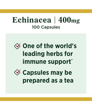Echinacea 400mg - Nature's Bounty Herbal Supplement for Immune Health | 100 Capsules - Buy Online on GoSupps.com