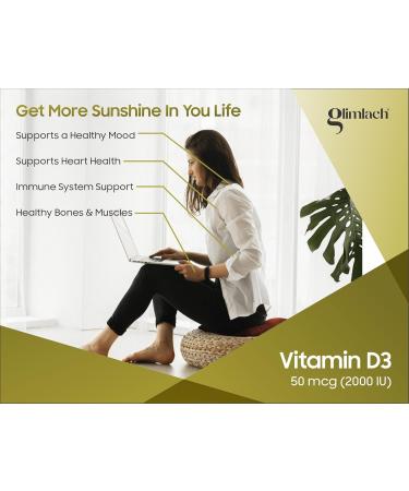 GLIMLACH Vitamin D3 50mcg (2000 IU) Vitamin D Immune Support & Promotes Calcium (Pack of 5 50 Tablet Each Jar) - Buy Online on GoSupps.com