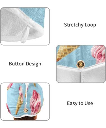 Buy Pink Ice Cream Blue Hair Towels 2 Pack | Super Absorbent Quick Dry Hair Turbans for Women & Girls - Buy Online on GoSupps.com