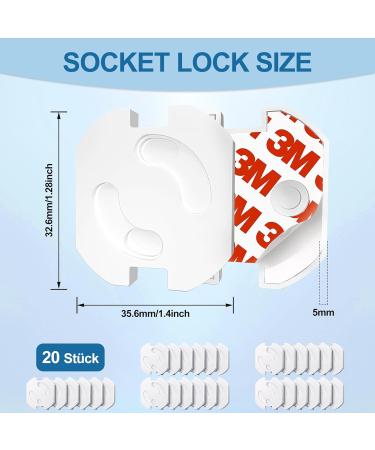Soodyoow 20-Piece Baby Socket Protection - Child Locking Electrical Safety Covers with 3M Adhesive - Buy Online on GoSupps.com