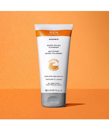 REN Clean Skincare Micro Polish Cleanser 5.1 fl oz - Gentle Exfoliating Face Wash with Glycolic Acid and Amber Beads for Skin Brightening - Buy Online on GoSupps.com