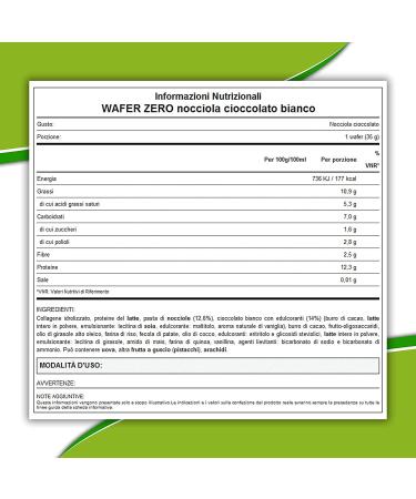  WHY NATURE WHY NATURE WAFER ZERO - Wafer waffle with protein topping Hazelnut and white chocolate taste - Gluten free protein snack - Box of 24 pieces - 35 g - Buy Online on GoSupps.com