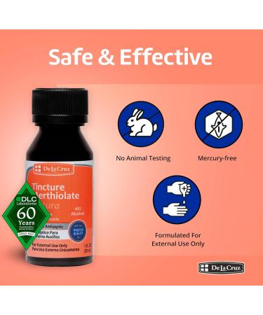 De La Cruz Merthiolate Tincture Antiseptic - 3 Bottles x 1 Fl Oz - Mercury-Free Formula for Minor Cuts, Scrapes, and Burns - Buy Online on GoSupps.com