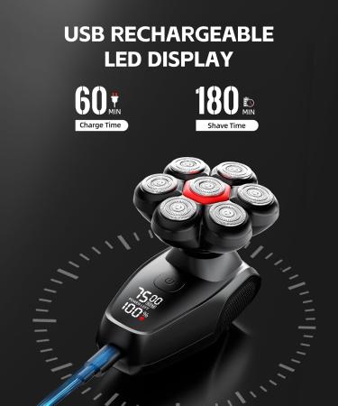 Head Shavers for Bald Men | 7D Magnetic Electric Razor | Waterproof & Rechargeable 5-in-1 Grooming Kit - Buy Online on GoSupps.com