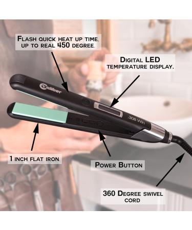 308 Flat Iron - Green Ceramic Hair Straightener & Curler - LED Temp Display Rapid Heat Lightweight Design - Perfect for Men & Women - Buy Online on GoSupps.com