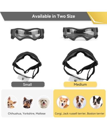 PETLESO Dog Goggles Small Breed UV Protection Dog Sunglasses for Medium Dog Outdoor Riding Driving Medium Black - Buy Online on GoSupps.com