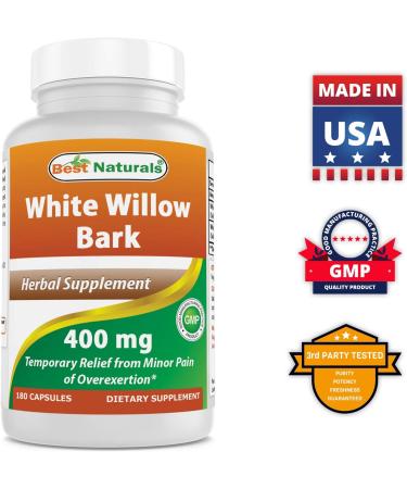 Best Naturals White Willow Bark 400mg - 180 Capsules - Buy Online on GoSupps.com