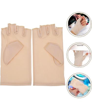 1 Pair nail gloves nail lamp UV fingerless gloves for manicures nail art protective gloves nail light LED gloves manicure gloves UV protection protector touch screen Miss spandex Beige - Buy Online on GoSupps.com