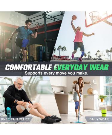 NEENCA Knee Brace - Compression Sleeve with Gel Pad & Stabilizers for Men & Women - Support for Arthritis ACL Meniscus Tear - Dark Blue Large - Buy Online on GoSupps.com