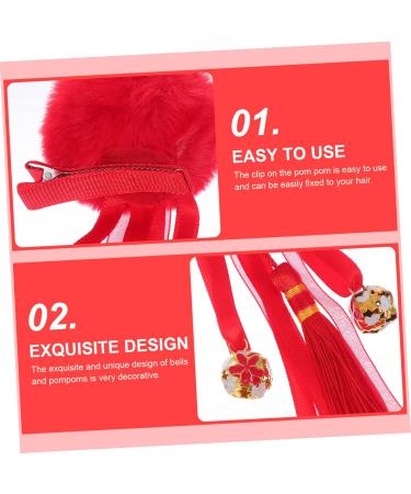 Beaupretty 2 Pairs antique hairpin hair claw clips for girls barrettes for girls red hair accessories hanfu headwear chinese hair accessories for girls pom ball headpiece Plush Headwear - Buy Online on GoSupps.com