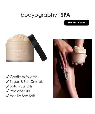 Bodyography Spa Body Scrub 10 oz | Vanilla Sea Salt Fragrance | Exfoliating Sugar & Salt Polish with Botanical Oils | Vegan Paraben-Free Gluten-Free Skincare for Smooth Skin - Buy Online on GoSupps.com