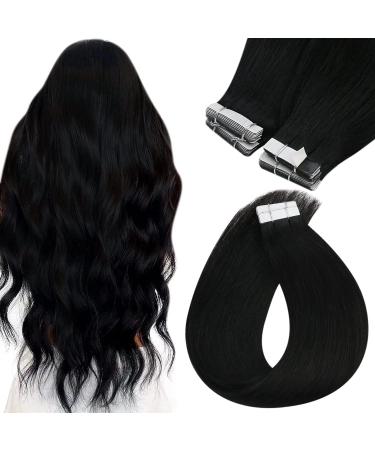 Customer Favorite  Tape in Hair Extensions Black Sunny Tape in Real Human Hair Extensions Jet Black Hair Extensions Tape in Real Human Hair for Black Women 50g 20pcs 22inch 22 Inch 1-A1