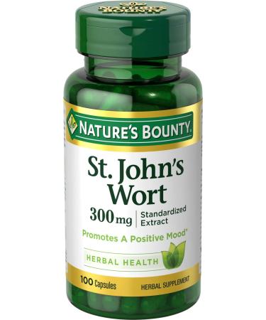 Nature's Bounty St. John's Wort Pills and Herbal Health Supplement, Promotes a Positive Mood, 300 mg Capsules, 100 Count, Pack of 2 - Buy Online on GoSupps.com