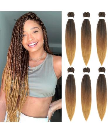 Antiensed braiding hair Easy Braid Professional itch-free synthetic fiber crochet borders yaki texture hair extensions 6 packs braid hair 50cm 1b/30/27# 50 cm (6 Pack) 1b/30/27#
