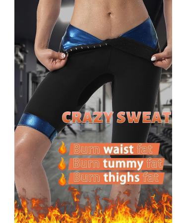 QZSH Women's Sauna Capris with Mesh Crotch, High Waist Body Shaper Workout Leggings - Blue, Size Large - Buy Online on GoSupps.com