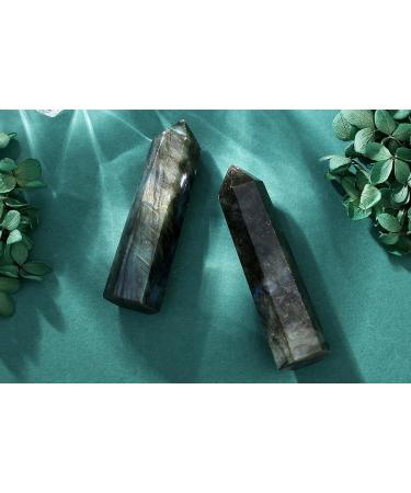 Buy Xiannvxi Labradorite Crystal Tower - 9-10cm Hexagonal Gemstone for Meditation & Energy Healing - Natural Stab Rods - Buy Online on GoSupps.com