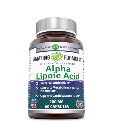 Amazing Formulas Alpha Lipoic Acid | 200 Mg Supplement | Capsules | Non-GMO | Gluten-Free | Made in USA (1 Pack 60)