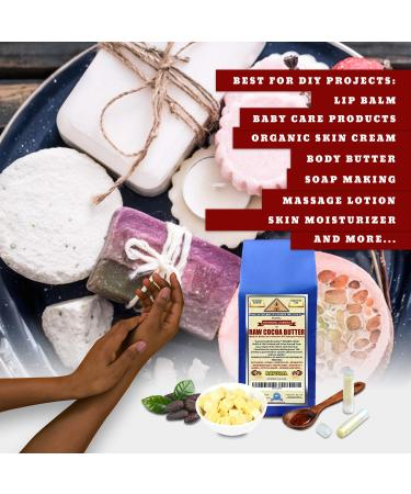 Organic Unrefined Raw Cocoa Butter 1 LB Block - Rich Chocolate Aroma for Lip Balms & Stretch Marks - Buy Online on GoSupps.com