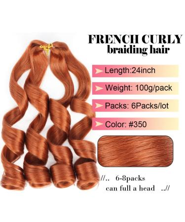 WIPPORYA Ginger French Curly Braiding Hair 24 Inch - Pre Stretched Loose Wave Bouncy 350 Braiding Hair - Yaki Crochet Hair for Black Women - 100g/pack - Hair Extensions for Braids - Buy Online on GoSupps.com