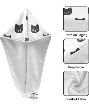 Buy Black Cat Dry Hair Cap - 2 Piece Quick Drying Towel Set with Button Headband | Super Absorbent & Soft | International Shipping - Buy Online on GoSupps.com