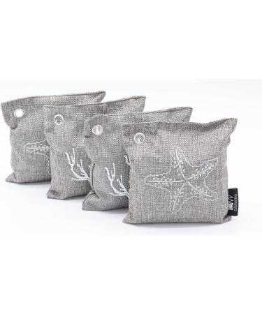 Oasisworks Bamboo Activated Charcoal Air Purifying Bags (4 Pack) - Odor Absorber for Home and Car - Pet Friendly Charcoal Air Purifier Bags - Buy Online on GoSupps.com