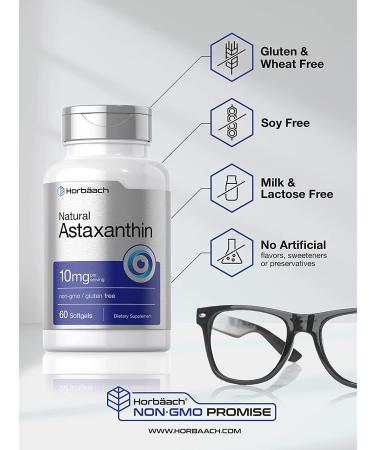 Astaxanthin 10mg Softgels | 60 Count | Non-GMO & Gluten Free | Horbaach - Buy Online on GoSupps.com