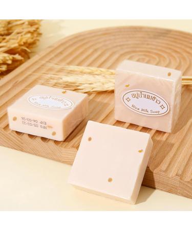 Rice Milk Soap Bar | Soft Natural Thai Goat Milk Rice Soap | 3pcs Handmade Polish Soap Rice Soap for Body Cleansing Face Body Body Hands Child - Buy Online on GoSupps.com