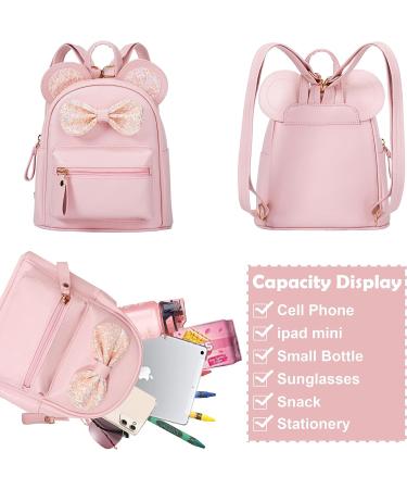 Sunwel Fashion Cute Sequin Mouse Ears Mini Backpack (Pink) - Perfect Travel & School Bag for Girls and Women - Buy Online on GoSupps.com
