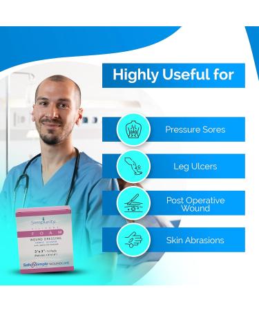 Simpurity Silver Silicone Wound Dressing - Waterproof 4x4 Sterile Pads | Bordered Foam Dressing for Wound Care - Buy Online on GoSupps.com