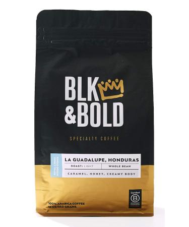 BLK & Bold Specialty Coffee Whole Bean Light LA Guadalupe Honduras 12 oz (340 g)