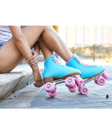 Goupsky Roller Skate Shoes for Women/Youth - Retro 4 Wheels Quad Skates - Blue Size 9 - Indoor & Outdoor - Buy Online on GoSupps.com