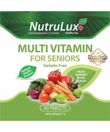 NutruLux Multivitamin For Seniors - Complete Daily Wellness Tablets with 60mg Vitamin C - Halal Vegan Gelatin-Free - Senior Health Support Elderly Immune Boost Essential Nutrients 60 Tablets 1 - Buy Online on GoSupps.com