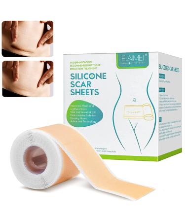 Silicone Scar Tape (1.6 x 60 Inch) Scar Removal Treatment Medical Grade Silicone Scar Sheets for Surgery C-Section Keloid Burn Safe and Painless Scar Removal Strips