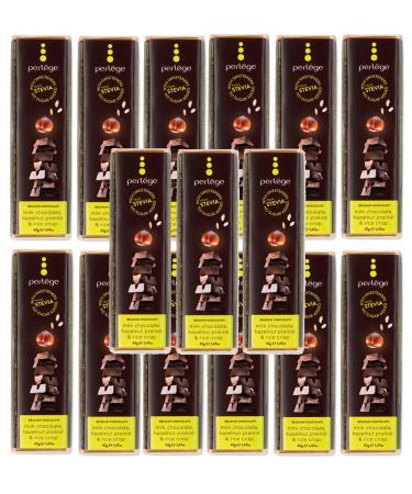 Perlege Perlege Chocolate with no added sugar and stevia (milk chocolate hazelnut praline and crispy rice 15 bars)