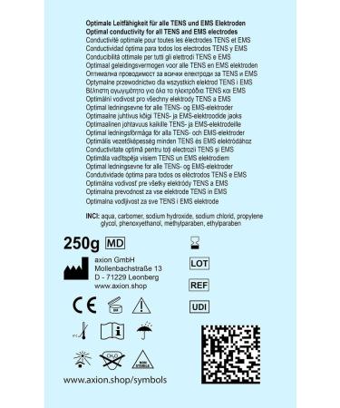 250ml Axion Electrode Contact & Cleansing Gel for TENS EMS Stimulation - Skin Cleansing and Transmission Enhancement, Quality Tested - Buy Online on GoSupps.com
